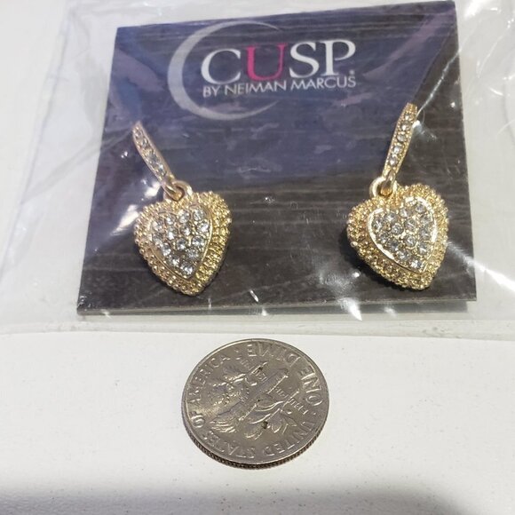 💖 CUSP by Neiman Marcus Gold-Tone Heart Crystal Drop Earrings - Women's Jewelry - Picture 7 of 11